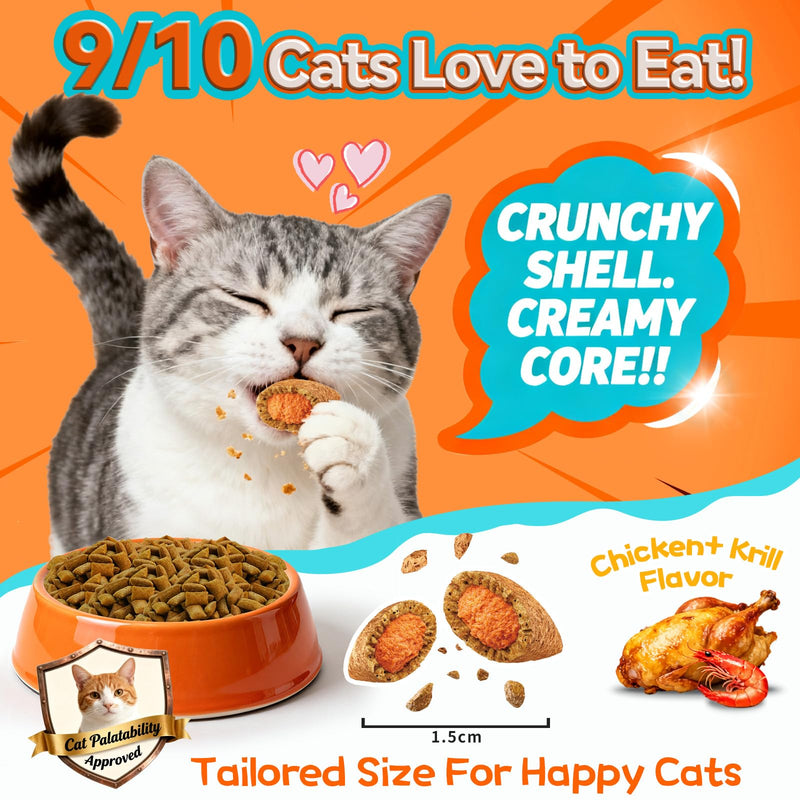 Cat Calming Treats, 500 Crunchy & Creamy Calming Cat Treats with Melatonin, Chamomile for Cats Stress and Anxiety Relief - Travel, Boarding, Vet Visits, Separation Anxiety, Chicken and Krill Flavored