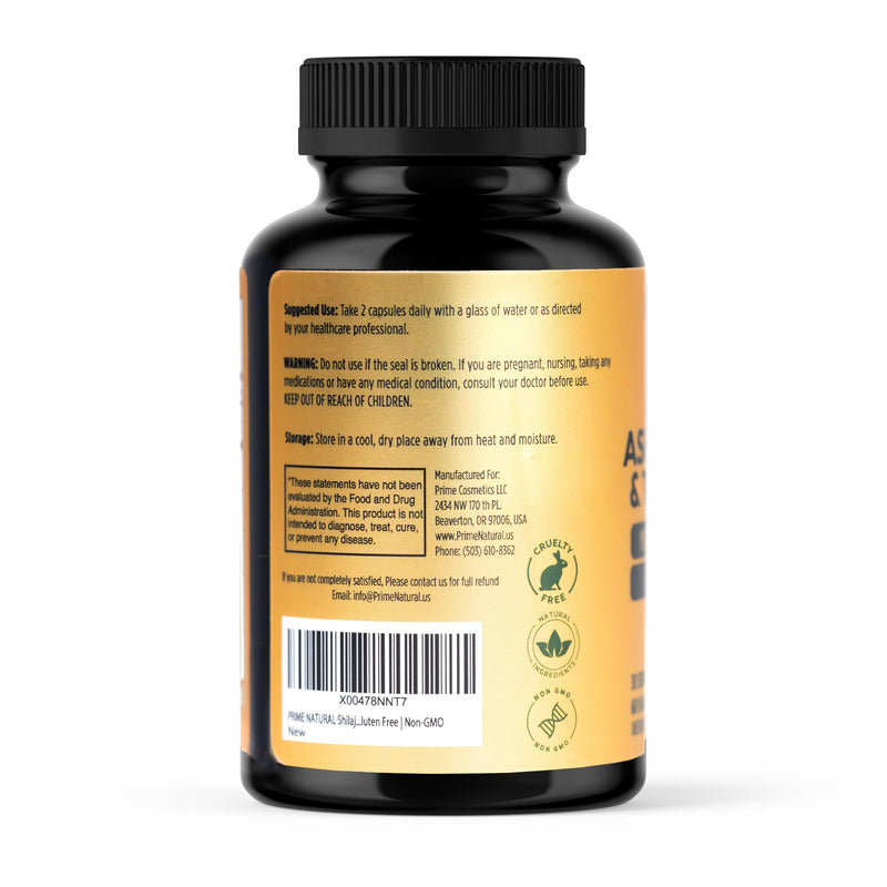 Shilajit 10,000mg, Irish Sea Moss 2000mg, Ashwagandha 3000mg, Tongkat Ali 30,000mg, Boron, Magnesium, PQQ & More | 60 Capsules - 30 Days Supply| Fulvic Acid Veg Capsules| Vegan| Gluten Free | Non-GMO - BeesActive Australia