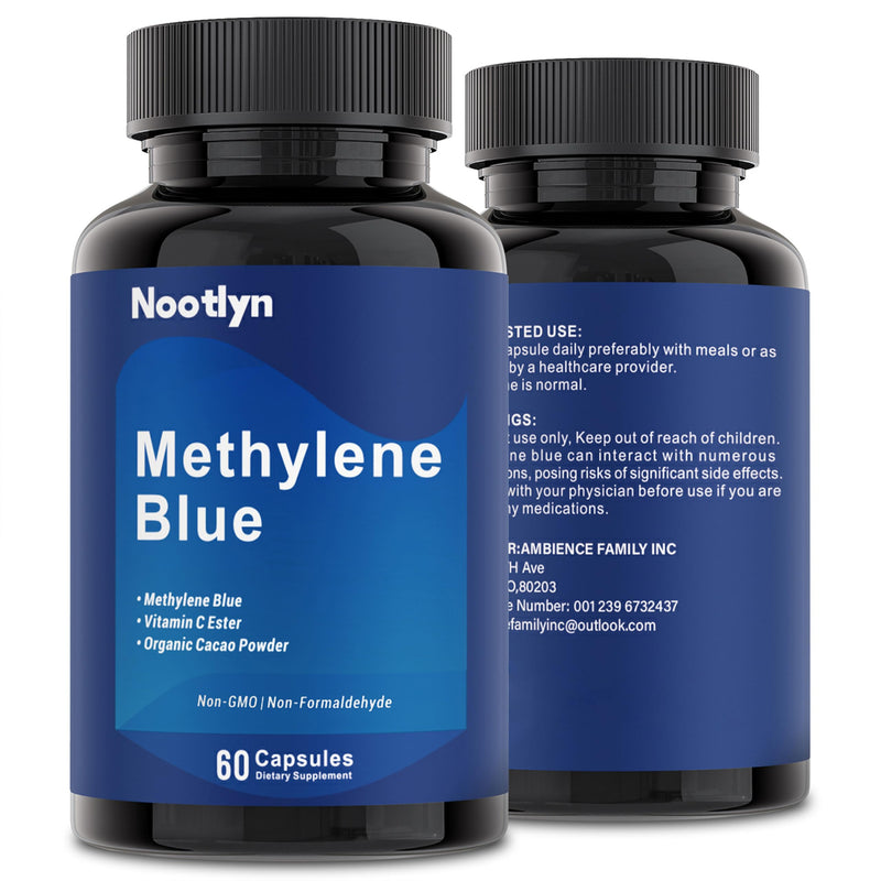 Methylene Blue Capsules - Pharmaceutical Grade Blue Methylene 15mg, with Vitamin C Ester, Daily Wellness & Cellular Support, 60 Capsules
