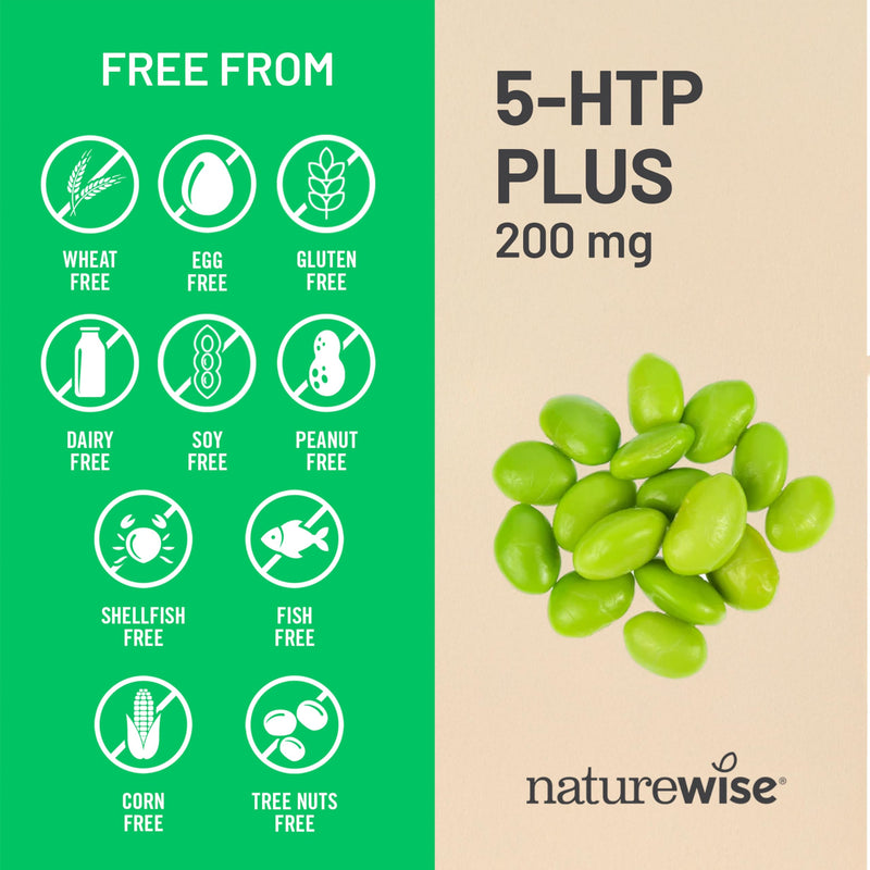 NatureWise 5-HTP 200mg Supplement from Griffonia Seeds with Cofactor Vitamin B6 - Mood Support and Natural Sleep Aid for Adults - Delayed-Release, Vegan - 30 Count[1-Month Supply] 30 Count (Pack of 1)