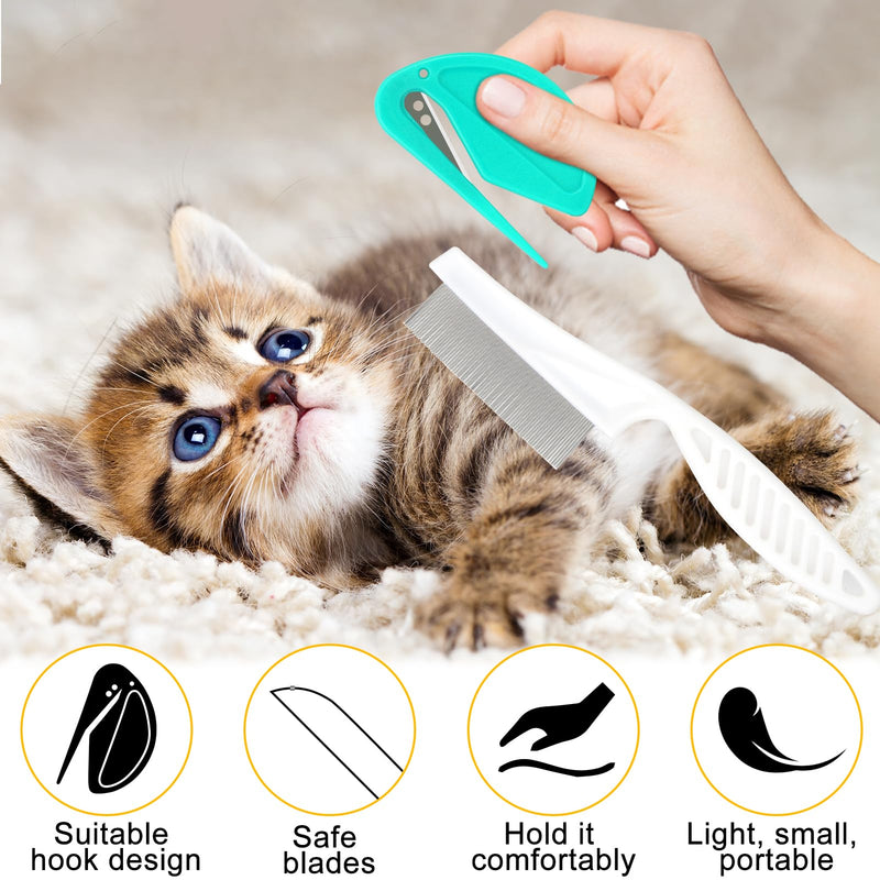 5 Pcs Knotting Comb for Cats + Grooming Combs, Pet Knotting Comb for Dog, Pet Hair Removal Tool, Cat Matted Fur Remover Sets - BeesActive Australia