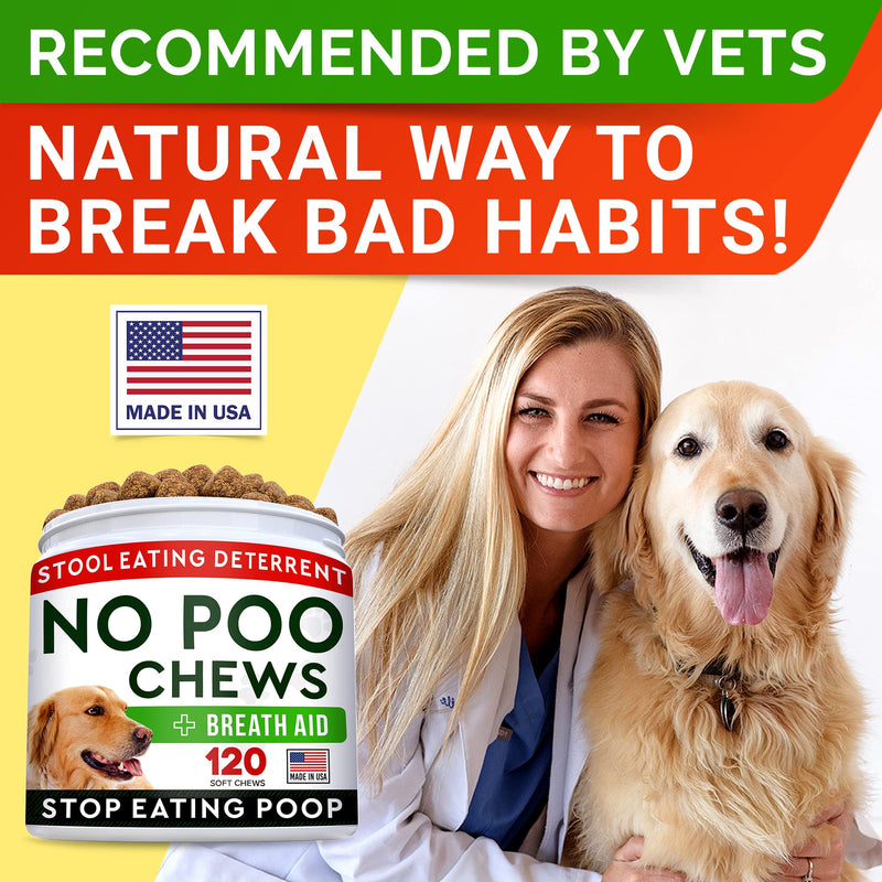 STRELLALAB No Poo Treats - No Poop Eating for Dogs - Coprophagia Stool Eating Deterrent - Digestive Enzymes - Gut Health & Immune Support - Stop Eating Poop - 120ct 120 Chews (Pack of 1) - PawsPlanet Australia