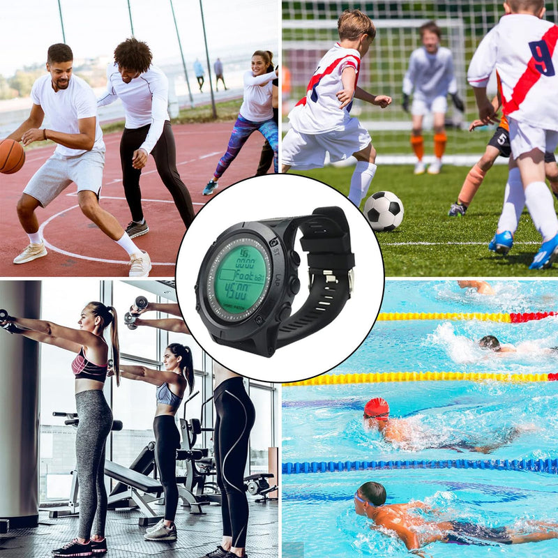Men Digital Sports Watch with Finger Grip Whistle Waterproof Soccer Referee Watch with Stopwatch Backlight Alarm Date Dual Time On/Off Switch Coach Referee Timer - BeesActive Australia