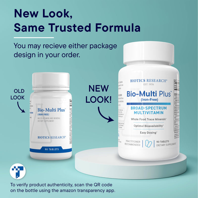 BIOTICS RESEARCH Bio Multi Plus Iron Free Multivitamin, Chelated Minerals, Iron Free, Emulsified Fat Soluble Vitamins, High antioxidants, SOD, Catalase 90 Tablets