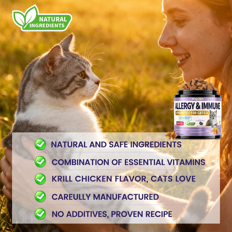 Taurine for Cats Vitamins Treats, 10 in 1 Cat Multivitamin with Fish Oil - 500 Crunchy & Creamy Chews Supports Energy, Bone, Joint, Skin & Coat Health, Digestion, Immunity for Cat All Breeds & Ages