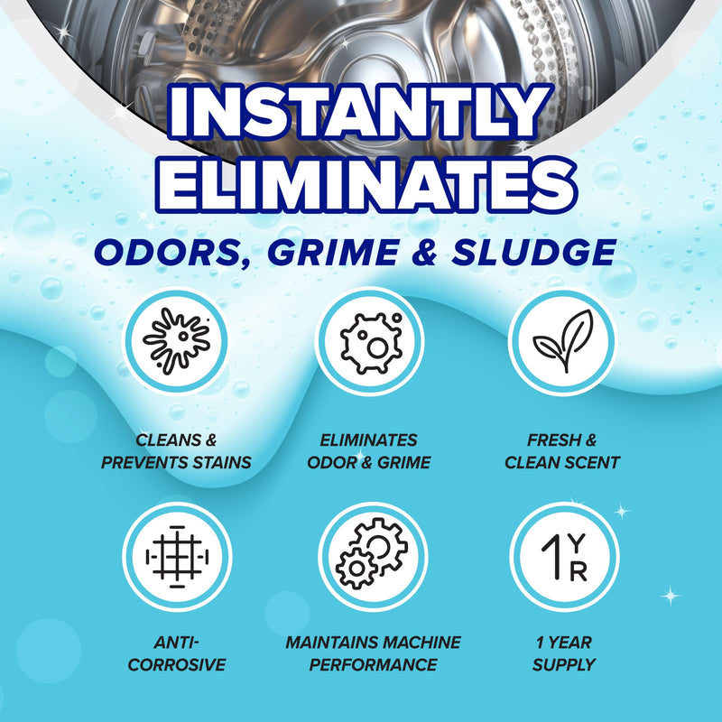 Lifeproof Home 4-in-1 Washing Machine Cleaner & Protectant - Deep Cleans, Deodorizes & Protects Up to 90 Days - For Moldy Front & Top Load Washers - Includes Gasket Protector - 1 Year Supply (4-pack) - BeesActive Australia