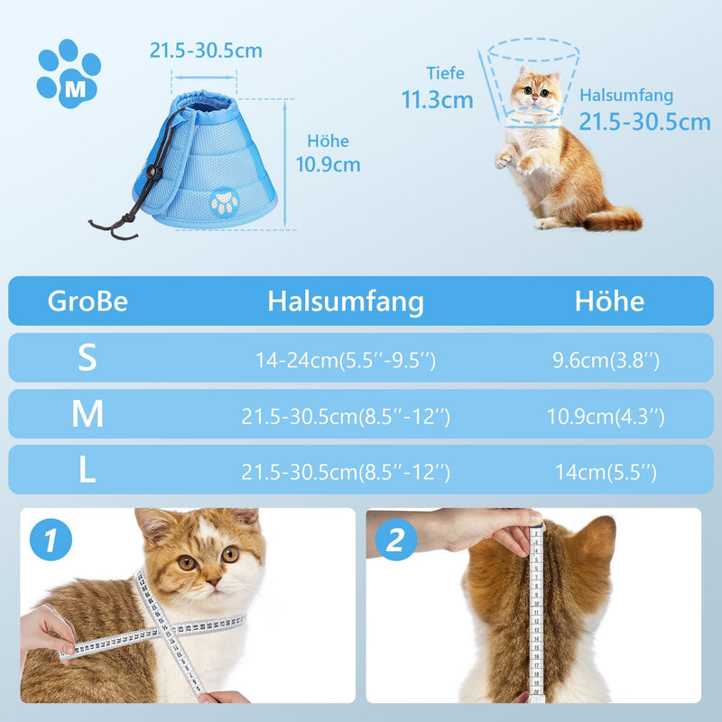 Cat Neck Collar Adjustable, Cat Recovery Collar, Prevents Licking Wounds, Pointed Protective Collar for Cats and Puppies (M) - BeesActive Australia