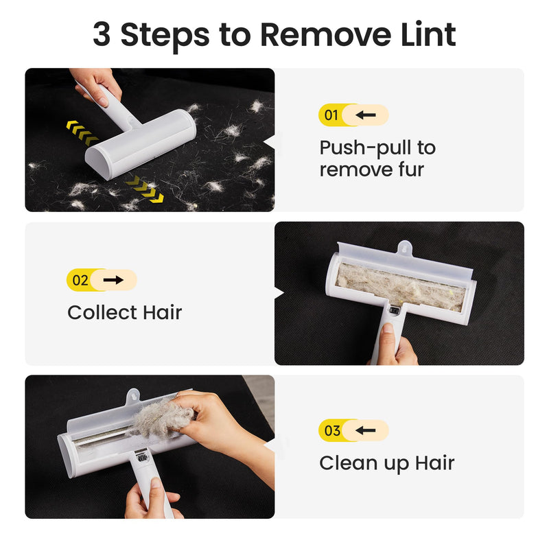 TripleWood Pet Hair Removal Tool and Lint Roller Value Set, Extra Sticky Lint Remover and Reusable Dog Cat Hair Remover for Pet Hair Removal on Furniture, Couch, Carpet, Clothing, Bright White - BeesActive Australia