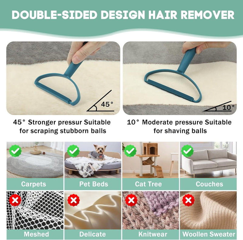 Pet Hair Remover for Couch, 4 Pcs Dog and Cat Hair Remover for Couch, Pet Hair Removal Tool, Portable Carpet Scraper and Brush for Carpet, Furniture, Blanket, Clothes, Bedding, Car Mat, Pet Tower - BeesActive Australia