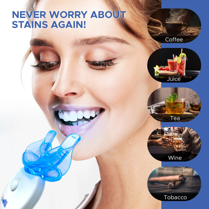 Luelli Teeth Whitening LED Kit for Sensitive Teeth: Easy Stain Remover with peroxide Gel - 10 Mins Daily Treatment for Adult Teenagers Unflavor - BeesActive Australia