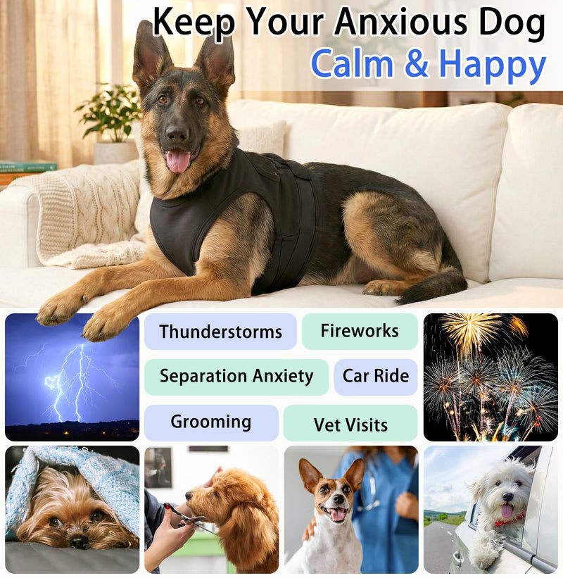 MIGOHI Dog Anxiety Relief Vest, Breathable Calming Shirt for Dogs, Soft Adjustable Pressure Wrap for Thunderstorm, Fireworks, Separation - Anxiety Coat Jacket for Small Dogs Stop Shaking, Black XS X-Small (Chest: 16.9"/43cm)