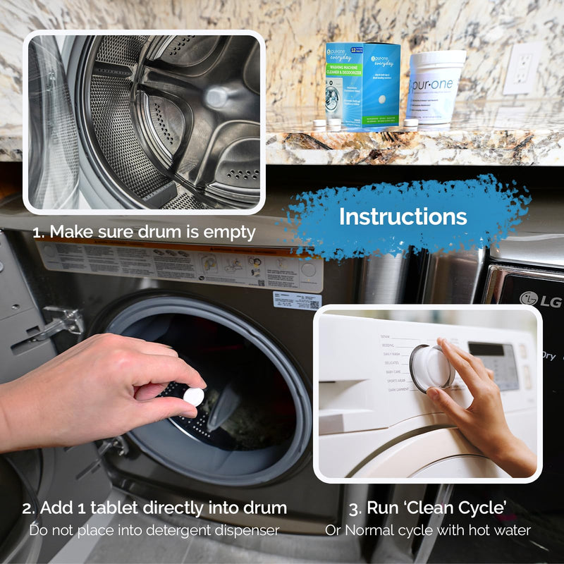 Washing Machine Cleaner & Deodorizer - Eliminates Built-up Residues, Grime & Odors, Deep Cleaning, For All Makes & Models, Top & Front Load Laundry Washers, 12 Pack Monthly Maintenance Solution - BeesActive Australia