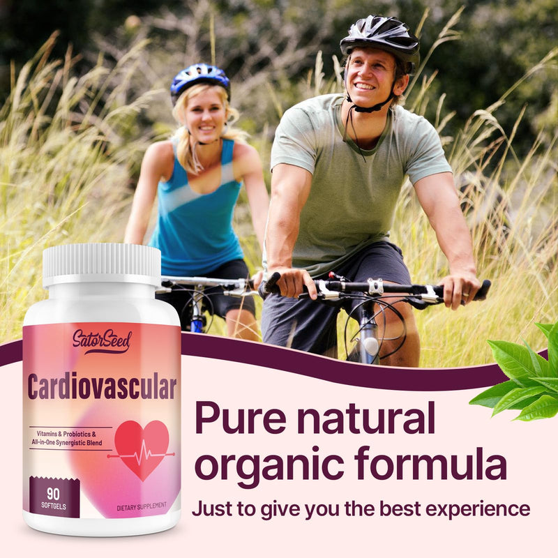 Cardiovascular Supplement 3000MG Multi-Vitamins, Probiotics, Omega-3 & CoQ10 Synergistic Blend for Adults (2 Bottle) 90 Count (Pack of 2)