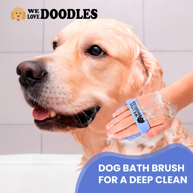 We Love Doodles Hypoallergenic Dog Shampoo, Conditioner & Detangler and Pet Bath Brush - Organic Ingredients, Sensitive Skin & Allergies, Made in USA, Grooming Brush for Shower Scrubbing & Soothing - PawsPlanet Australia