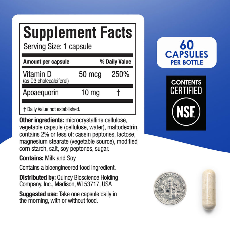 Prevagen Regular Strength - 60 Capsules (2 Month Supply) | Formulated for Your Brain | 10mg of Apoaequorin Plus Vitamin D3 60 Count (Pack of 1)