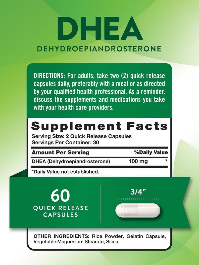 Nature's Truth DHEA | 100mg | 60 Capsules | Non-GMO & Gluten Free Supplement