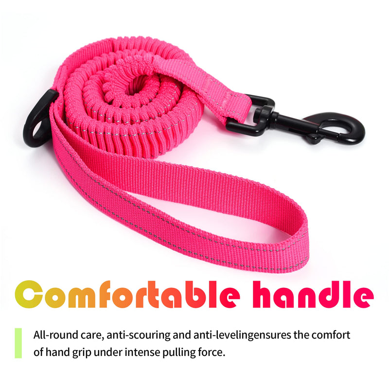 Mile High Life | Bungee Dog Leash | Gentle Pull Training Lead | Soft Comfort Texture | 3-5 Feet | for Dogs/Cats Under 20 lb (Pink) 3-5 feet-Pink - BeesActive Australia