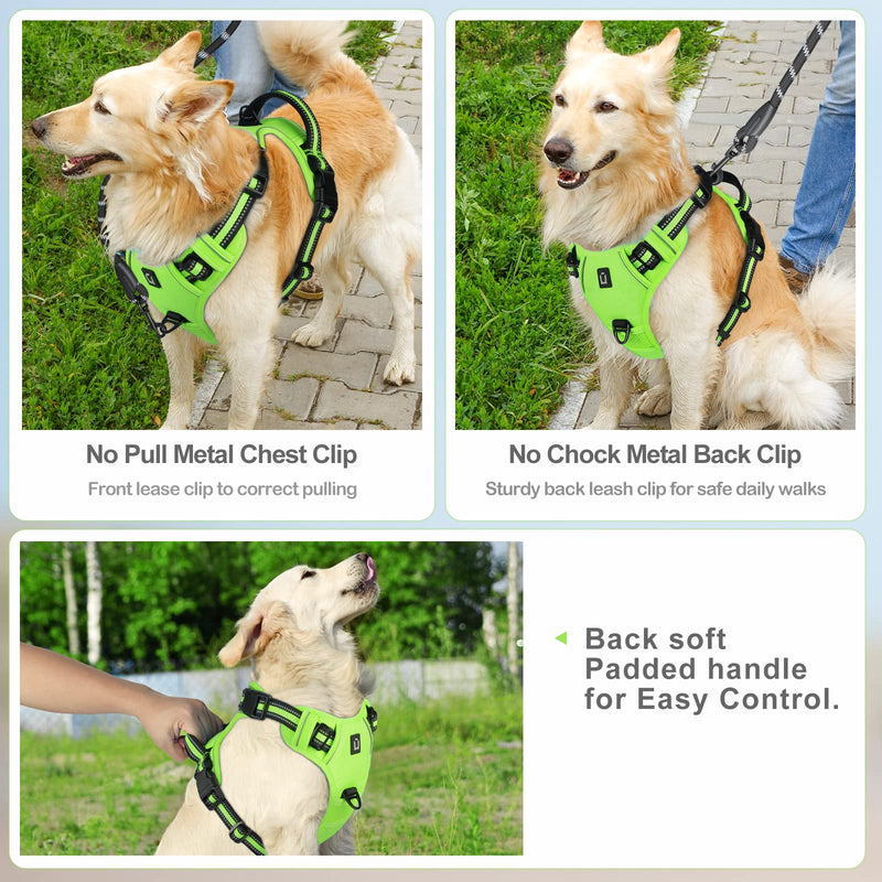 Dog Harness, No-Pull Dog Harness, Chest Harness for Small Large, Medium Dogs, Soft Breathable Adjustable Reflective Dog Harness Anti Pull with Padded Handle L Light Green - BeesActive Australia