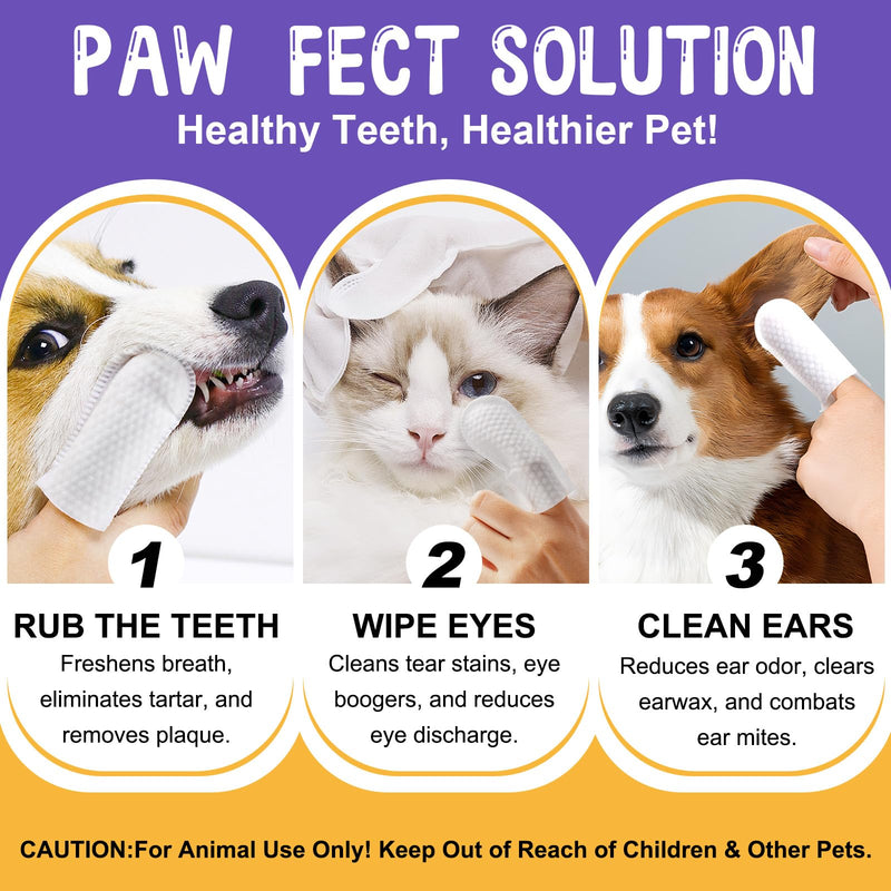 Dental Care Finger Wipes | Reduces Plaque & Freshens Breath | Teeth Cleaning Finger Wipes for Dogs & Cats | 60 Disposable Wipes, Dog Teeth Cleaning Products
