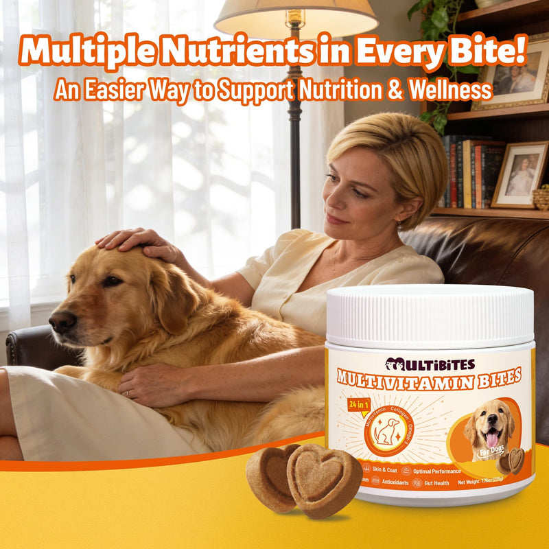 220g Vitamins Supplements and Taurine for Dogs - Multivitamin for Dog Chewables with Glucosamine,Omega 3,MSM - Support Hip & Joint,Skin and Coat,Immunity,Digestive Health