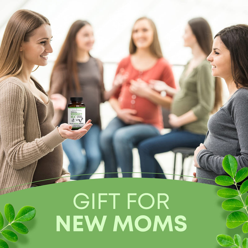 Lactation Supplement - Organic Moringa Capsules for Breastfeeding Support to Increase Breastmilk Supply (120 ct) Pure Malunggay Leaf Powder for Milk Production Booster & Postnatal Vitamins A E K 500mg