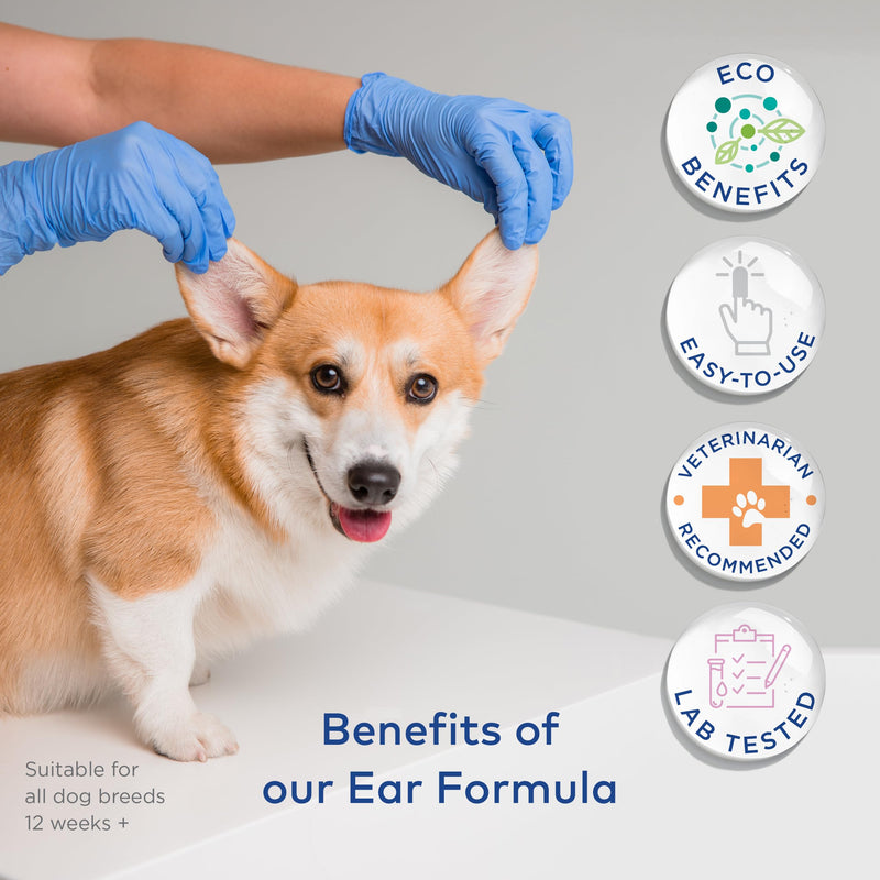 Dog Ear Cleaner Wipes - Vet Formulated Cleanser for Dogs - Ear Itching, Dissolves Wax, Dirt & Odor with Coconut Oil & Aloe Vera (50 Finger Wipes) 50 Finger Wipes - PawsPlanet Australia