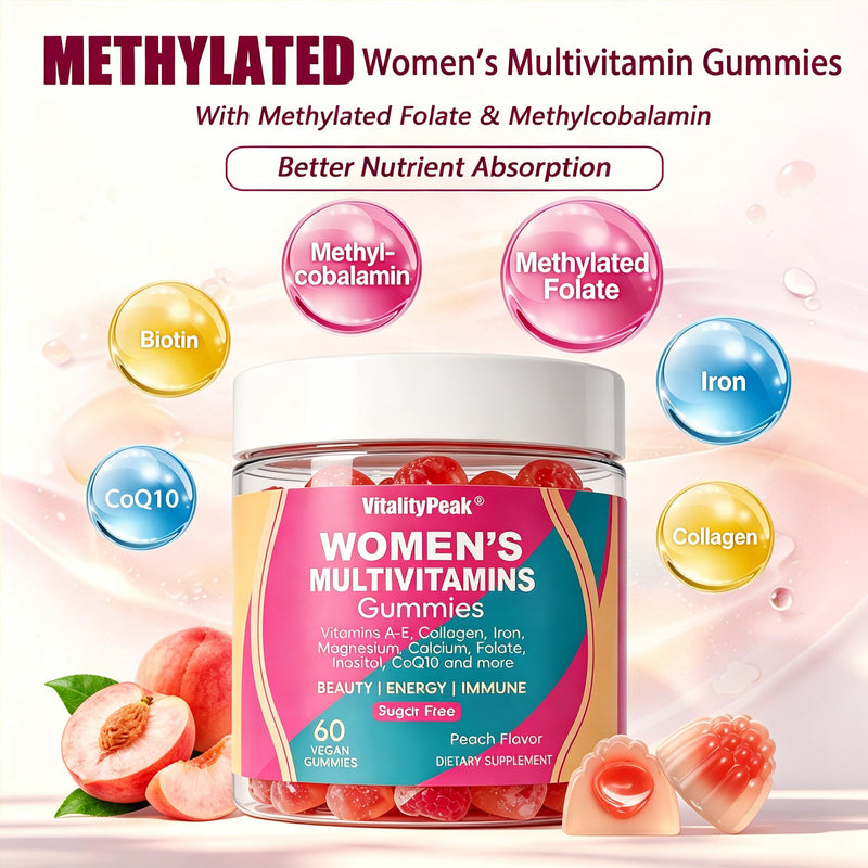 Methylated Multivitamin Gummies for Women | Women’s Multivitamin Gummies with Methylated Folate, Iron, Biotin & Inositol | Sugar Free Women’s Daily Vitamin for Energy, Immune, Hair & Skin | 120 Ct 60 Count (Pack of 2)