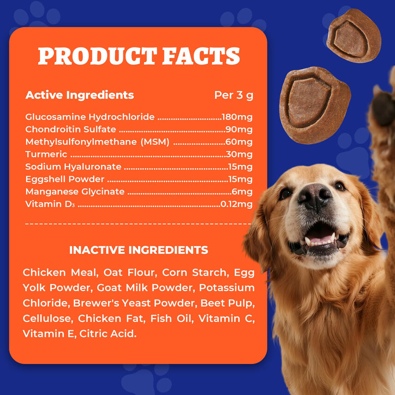 260 Bites Wellix Dog Hip and Joint Supplement Arthritis Pain Relief with Glucosamine Chondroitin MSM Functional Ingredients Joint Care Chews for Senior Dogs Antioxidant Supplements
