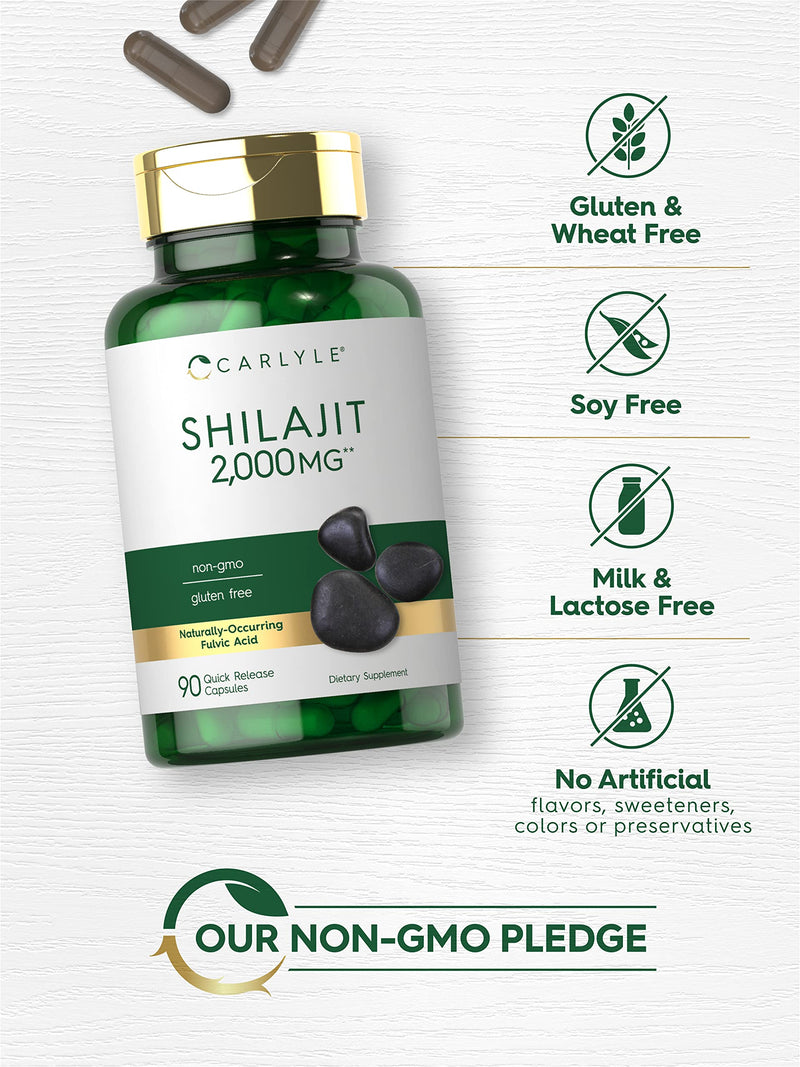Carlyle Shilajit Capsules | 2000mg | 90 Count | Non-GMO and Gluten Free - BeesActive Australia