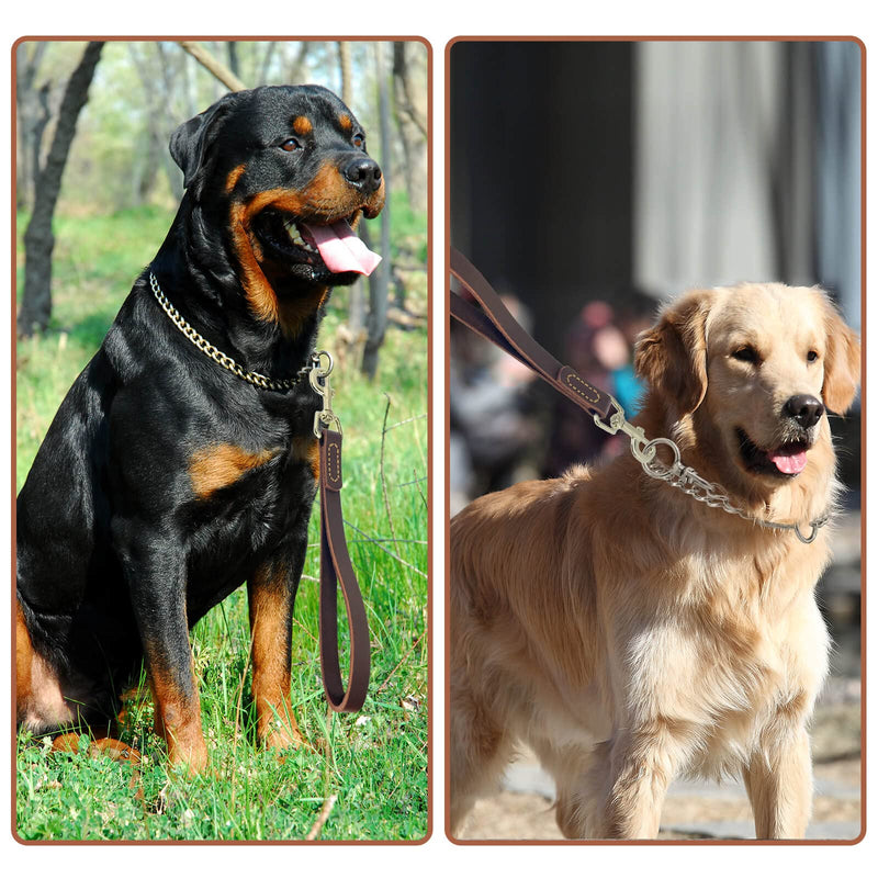 Leather Short Dog Lead, Strong Traffic Pet Lead with 360º Heavy Duty Metal Hook, Short Dog Leash for Big Large Medium Dogs Training and Walking. - BeesActive Australia