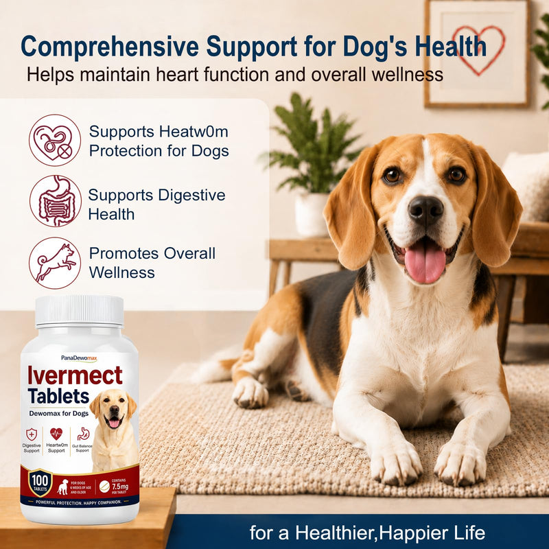 lvermect for Dogs Broad Spectrum Dewomax for Canine Heart Wellness and Gut Health Detox, Promotes Immune & Digestive (100 Count)