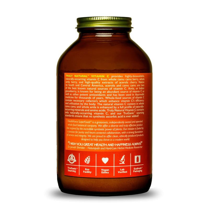 HEALTHFORCE SUPERFOODS Truly Natural Vitamin C - Immune Support Supplement with Camu Camu Berry - Vitamin C Supplement for Immune Health - Vegan, Non-GMO - 400 Grams, 67 Servings