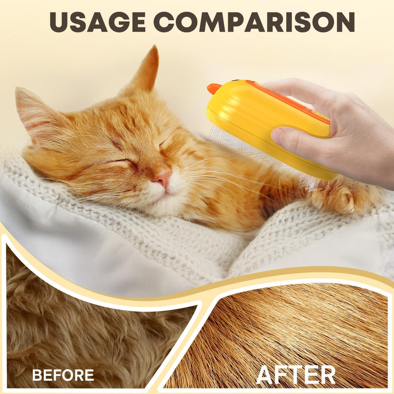 Cat brush with steam, 3-in-1 steam brush for dogs, cat steam brush with spray for long and short-haired cats and dogs, care and hair removal to remove loose fur and dirt - BeesActive Australia