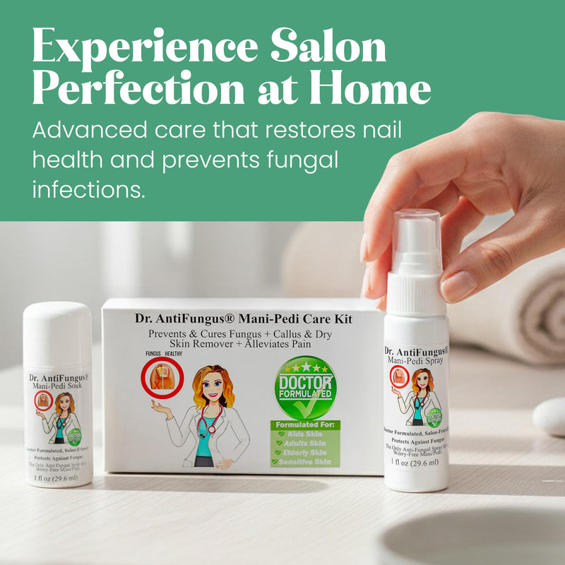 Dr. Antifungus - Mani-Pedi Nail Care Set - Includes Nail Defense Soak & Spray with 1% Tolnaftate - Protect, Cleanse, Dry Skin & Callus Remover - Nail & Cuticle Treatment for Kids and Adults - BeesActive Australia