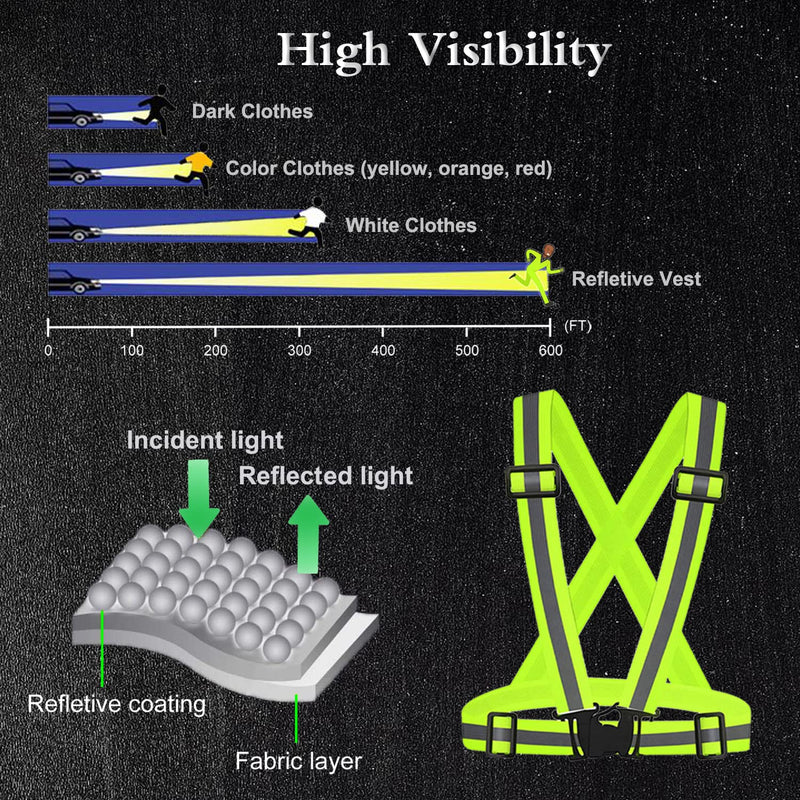 Reflective Vest Running Gear,High Visibility Adjustable Safety Vest for Outdoor Motorcycle,Dog Walking,Night Running,Hiking Color Mixing