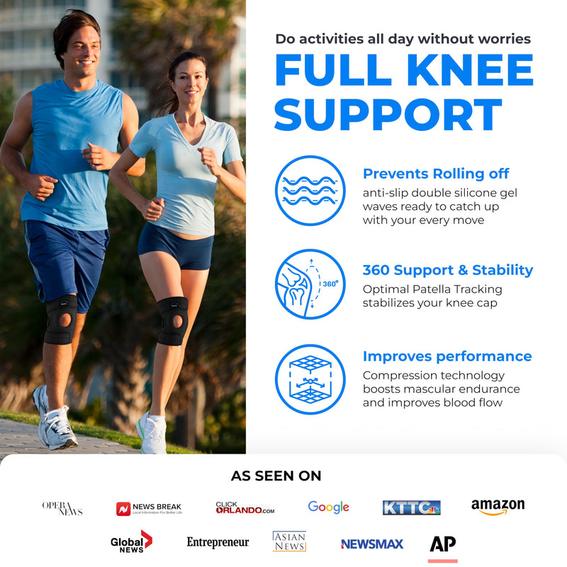 Modvel ELITE Knee Brace for Men & Women – Patella Gel Pads & Side Stabilizers for ACL, Meniscus Tear, Arthritis & Injury Recovery – Maximum Support for Running, Sports & Joint Pain Relief L/XL A Black 1