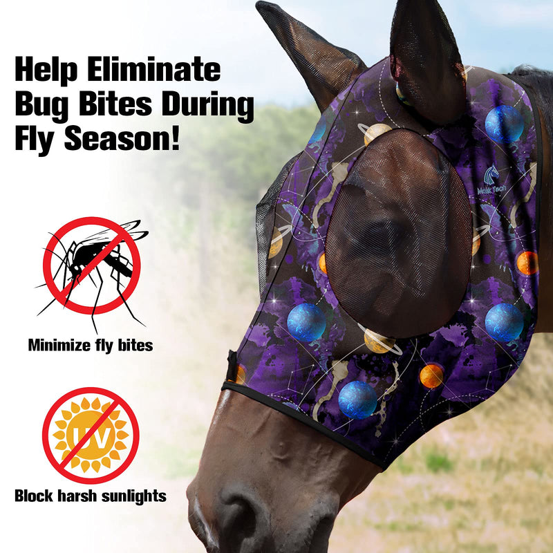 Mask Tech Horse Fly Mask Elasticity Breathable Fabric with UV Protection Soft Mesh for Horse Everlasting Cosmos M Cob (Medium) - BeesActive Australia