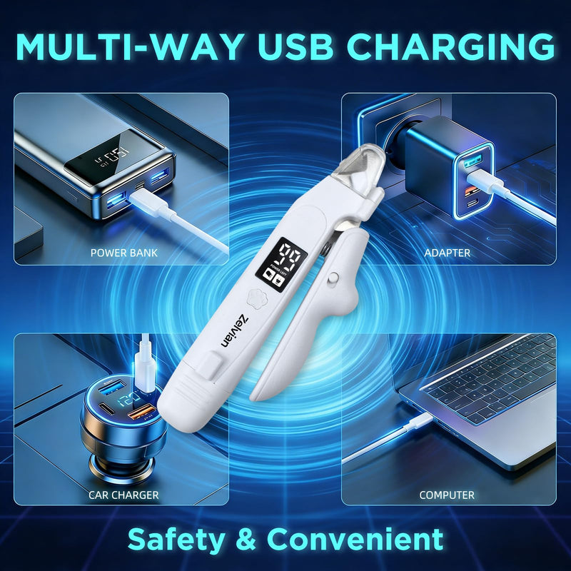2-in-1 Dog & Cat Nail Clipper and Grinder with LED Light, Low-Noise Electric Pet Nail Trimmer, Safety Lock & Nail Catcher, USB-C Rechargeable, 3 Grinding Ports for Cats & Small to Medium Dogs - BeesActive Australia