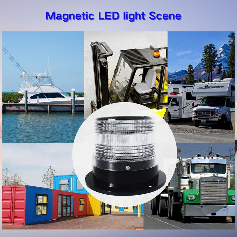 Cloud Fire LED Anchor Light for Boat Yacht, Magnetic Solar Powered Navigation Lamp, IP65 Waterproof & Dustproof, Strobe Warning Light, PC Material,4 Modes (Flashing, Strobe, Steady,Rotation), White White light