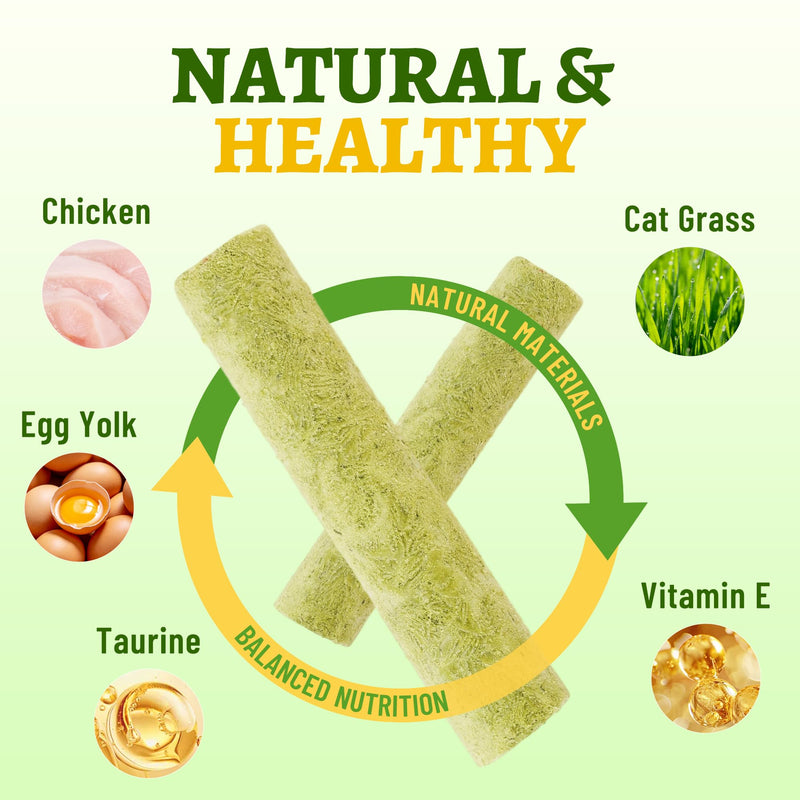 Just Try Cat Grass Sticks for Cat Hairball Control & Teeth Cleaning Dental Chews for Cats Crunchy Cat Treats for Indoor Cats Healthy Cats Treats (17.6 OZ)