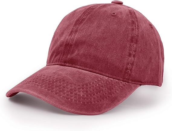 VODIORE Vintage Washed Cap Distressed Baseball Cap Unisex Adjustable Dad Hat Burgundy - Washed Medium - BeesActive Australia