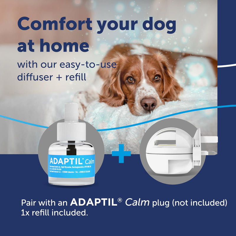 30 Day Refill For Adaptil Calm Home Diffuser For Dogs | 1 Refill For Adaptil Dog Calming Plug In Pheromone Diffuser To Help Reduce Anxiety And Stress In Pet Dogs | Diffuser Helps Dogs Stay Calmer 30 day refill pack