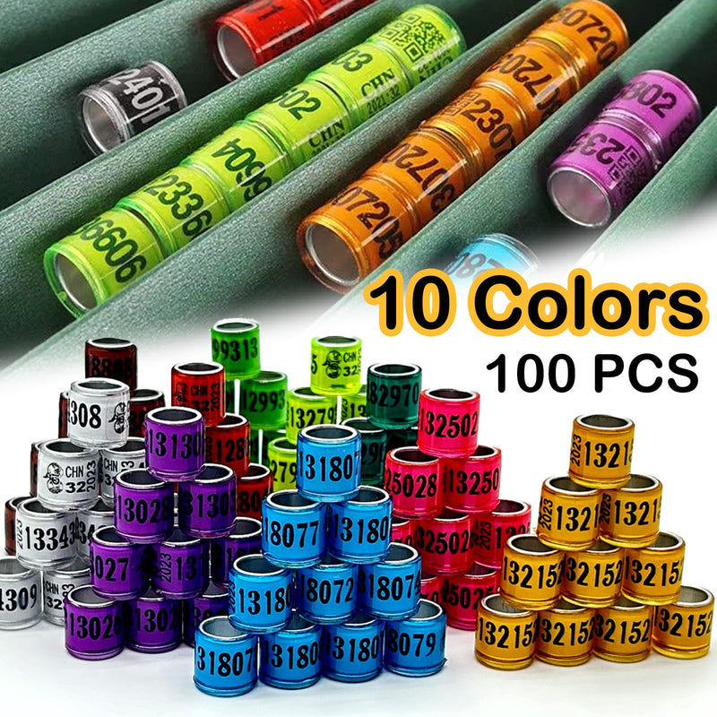 100Pcs 2026 Aluminium Pigeon Leg Rings | Dove Identify Band | Multicolor Training Birds Foot Ring