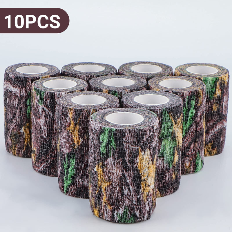 DROK 4/10 Roll Camo Tape Wrap, Camouflage Self-Adhesive Camo Stick Bandage for Outdoor Sports Climbing Camping, 2/3in x 14.76ft for Range Finder Camera Flashlight Bicycle 3in*14.76ft Wood Pattern 10 - BeesActive Australia