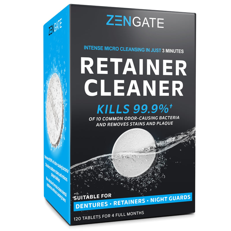 ZENGATE Retainer Cleaner Tablets - Quick 3-Minute Clean for Dentures, Mouth Guards, Aligners, and Night Guards - 120 Dental Cleansing Tablets - FSA HSA Approved Dental Appliance Cleanser 1 Pack - BeesActive Australia