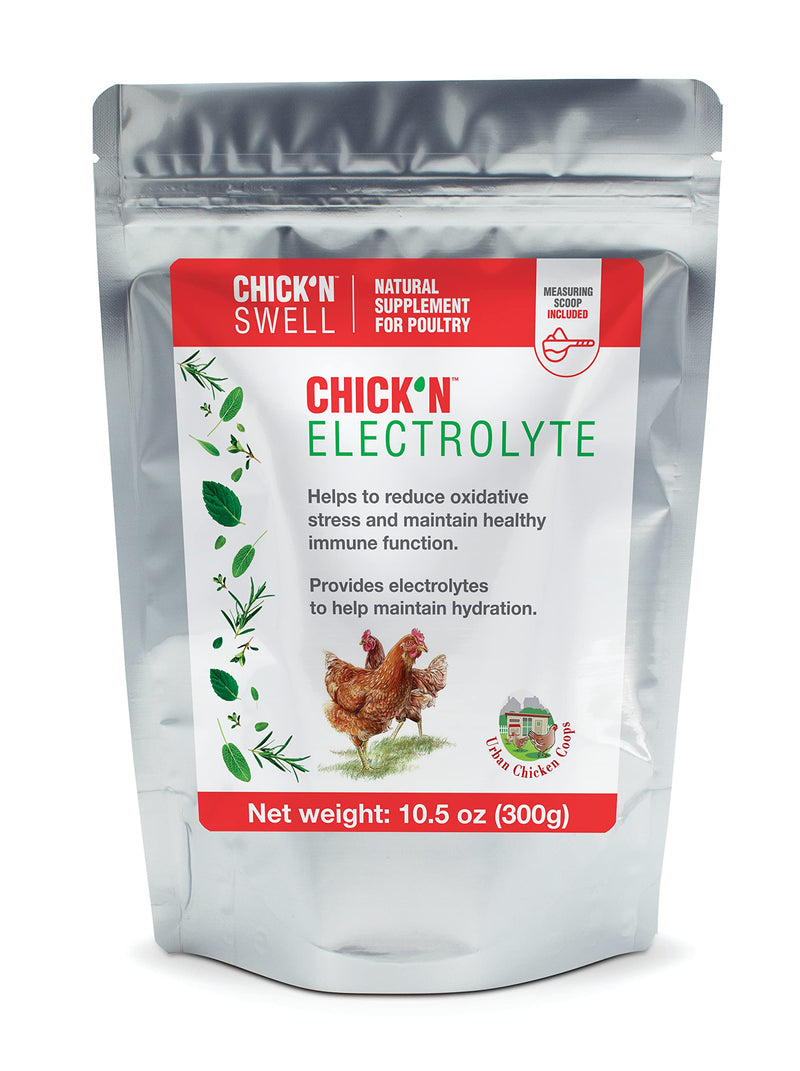 Chicken Electrolytes for Heat Stress & Dehydration – Poultry Electrolyte & Vitamin Supplement for Laying Hens and Chicks – Supports Hydration & Recovery – 10.5 oz, from Chick’N Swell.