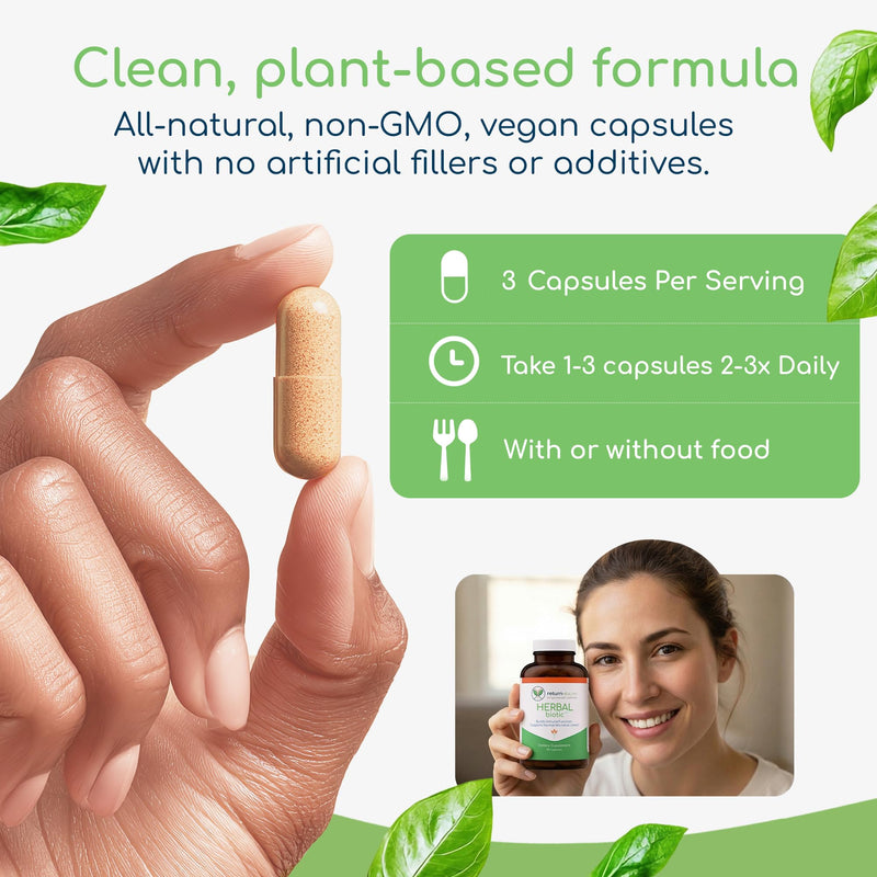 Herbal Biotic, Immune Support Vitamins, Natural Immune System Booster for Adults, Immune Support Supplement Enriched with Cat’s Claw for Probiotic Balance, Digestive Health, 120 Vegan Capsules 120 Count (Pack of 1)