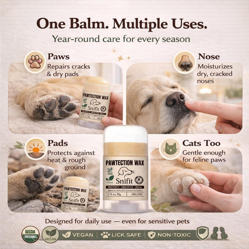 Dog Paw Balms – Organic Lick-Safe Paws Balm, Moisturizing Dogs Paw Protector for Cracked Paws & Dog Nose Balm – Soothing, Plant-Based Pet Balm Dogs & Cats with Natural Scent 50g
