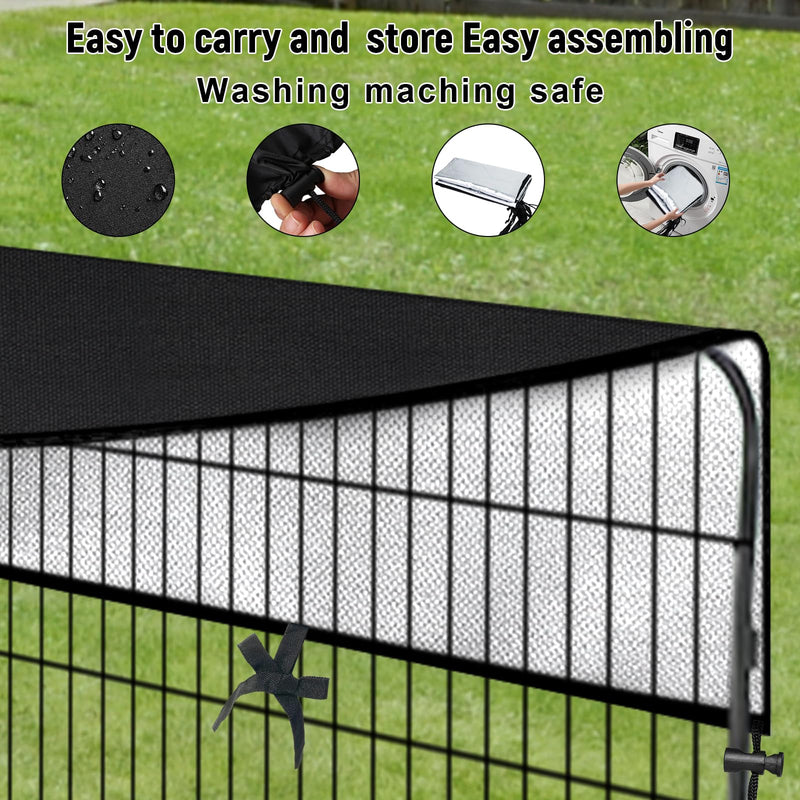 SIRUITON Dog Playpen Cover, with Sun/Rain Cover. Sun Shade Specialized Dog Playpen Fits for 24/32/40/45/50" H 8 Panels Dog Playpen. (Note: Cover Only) - BeesActive Australia