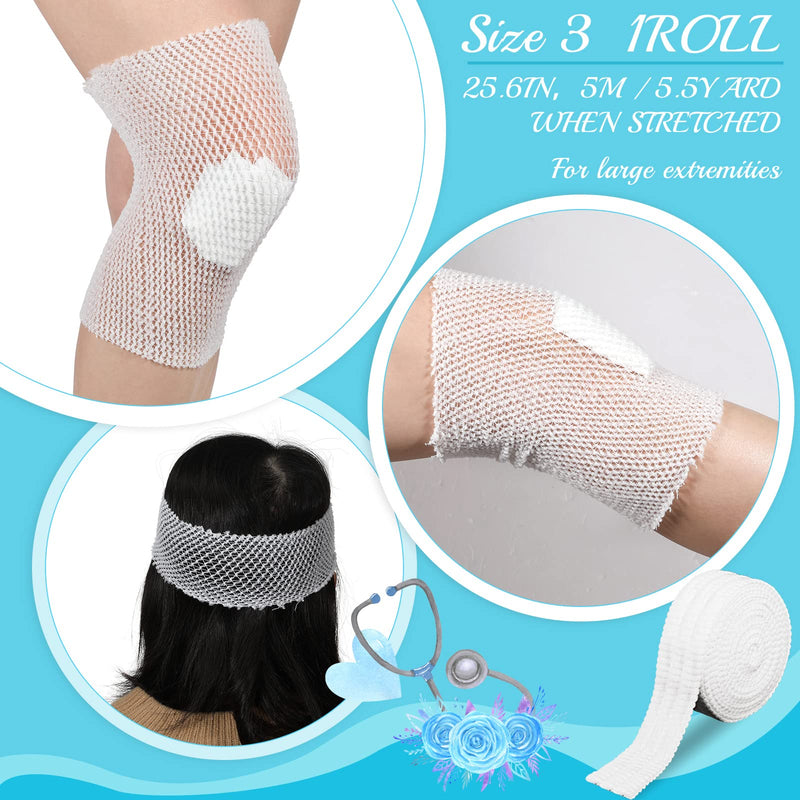 Treela 3 Rolls 3 Size Fix Net Tubular Bandage Elastic Retainer Net Wound Dressing Family Variety Pack for Home Storage, Small Extremities and Large Extremities, Fingers and Toes, 5.5 Yard Long
